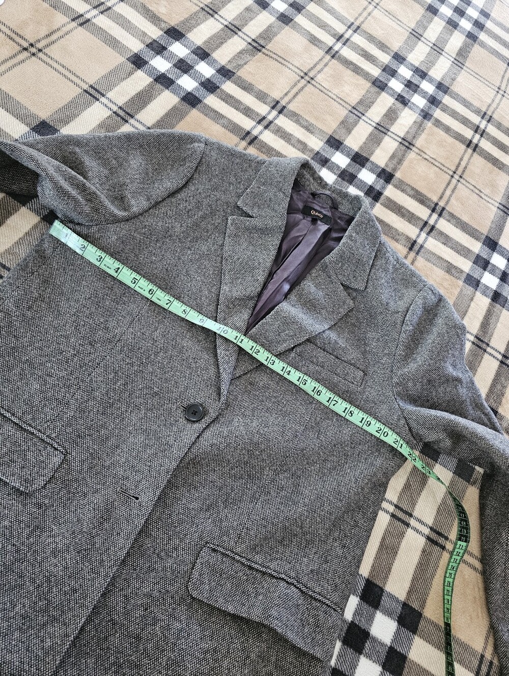 Gray Herringbone Women's Blazer Jacket - Classic Tailored Coat - Picture 7 of 10